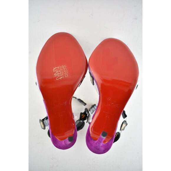 Christian Louboutin Parsemis 100 Black Gold PVC Patent Suede Sandal Heel Pump 36 - Picture 12 of 12